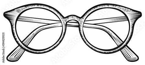 Eyeglasses Illustration Retro Style Drawing Optical Eyewear Accessory