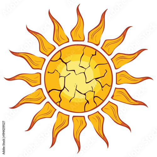 Cracked Sun Symbol Illustration Heat Concept Drought Climate Change Global Warming