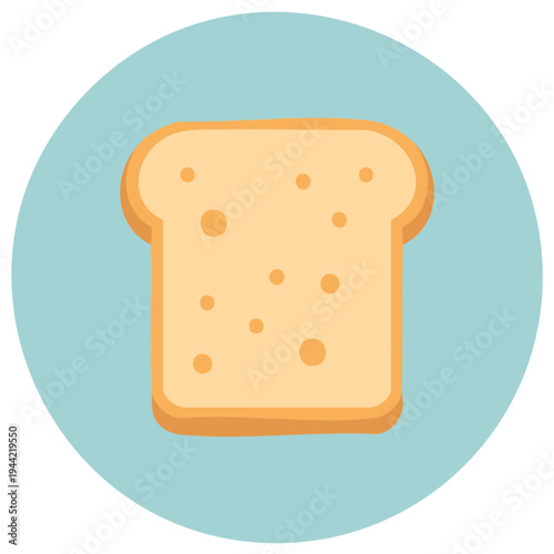 Illustration of Slice of Bread on a Teal Round Background Simple Icon