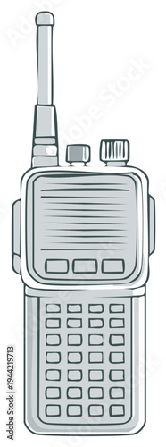 Cartoon style handheld walkie talkie device. Vector illustration of a communication tool.
