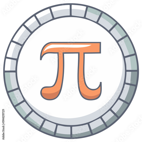 Math Symbol Pi in a Circular Emblem Design, Mathematics and Geometry Concept, Education and Science