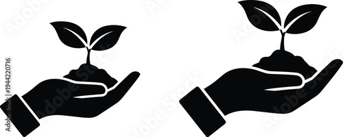 hand, holding, young, plant, sprout, growth, eco, sustainability, environmental, care, nature, protection, green, energy, concept, agriculture, ecology, conservation, symbol, illustration