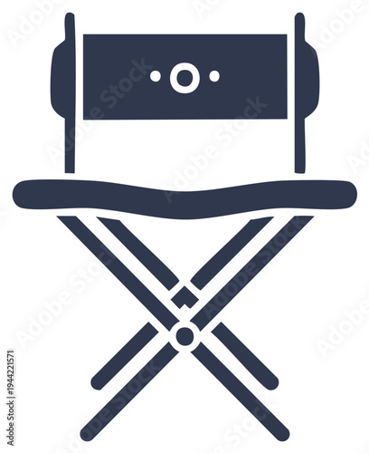 Classic Director Chair Icon with Foldable X-Legs and Minimalist Design