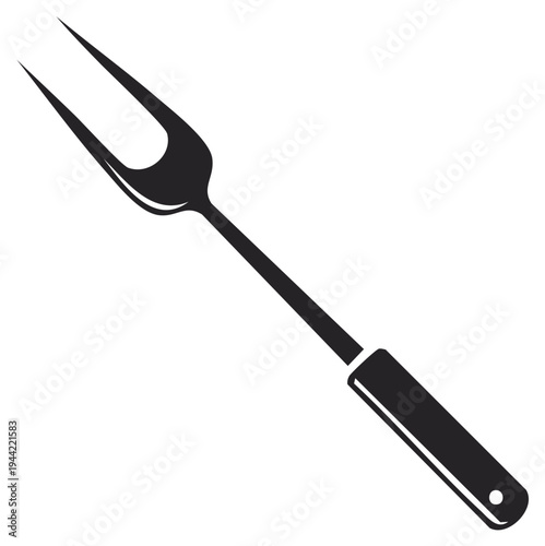 Simple Black and White Roasting Fork Food Preparation Cooking Utensil Graphic