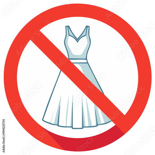 Vector illustration of a no dress sign, symbolizing clothing restrictions or dress code rules.