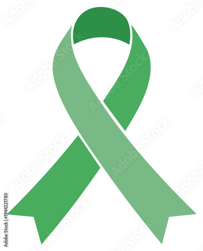 Green Awareness Ribbon Icon Symbol for Mental Health and Medical Support