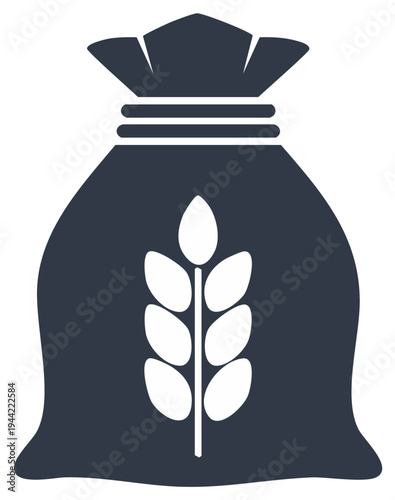 Dark sack with wheat stalk symbol agriculture harvest food production icon flat graphic design