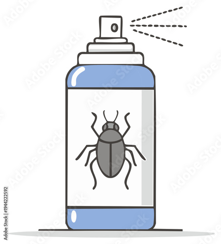 Aerosol spray can with bug icon emitting insecticide spray pest control concept illustration