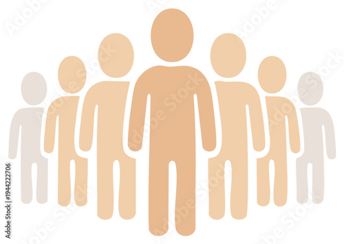 Group of simple human figures in a line with varying skin tones