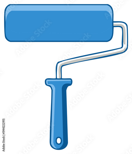 Simple blue paint roller illustration for home improvement and decorating
