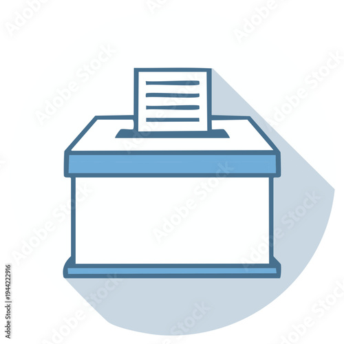 Modern Flat Design Ballot Box Icon with Paper for Elections and Democratic Voting