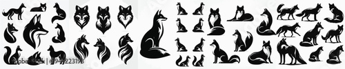 Vector set image silhouette of fox