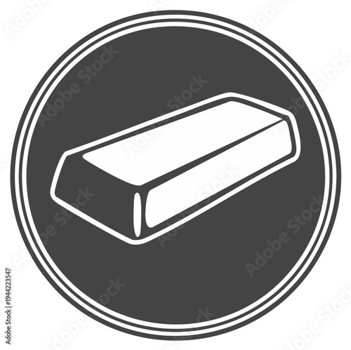 Stylized Classic Gold Bullion Bar Investment Asset Icon in Round Frame Design