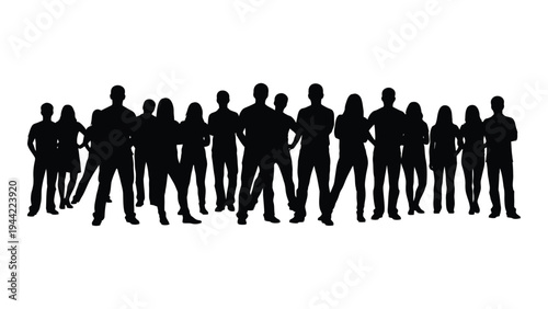 A group of diverse people standing together in a line, showcasing unity and togetherness in a simple yet powerful visual representation