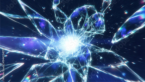 Abstract Cosmic Explosion of Light and Energy Through a Shattered Dimension