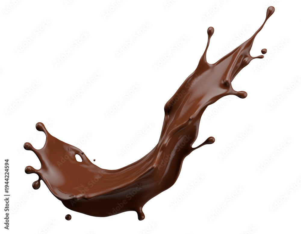Fototapeta premium Chocolate splash isolated on a white background. 3d render