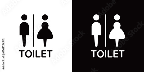 おしゃれモダンなモノクロTOILETアイコン