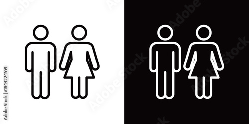 人のシルエットのモノクロトイレアイコン