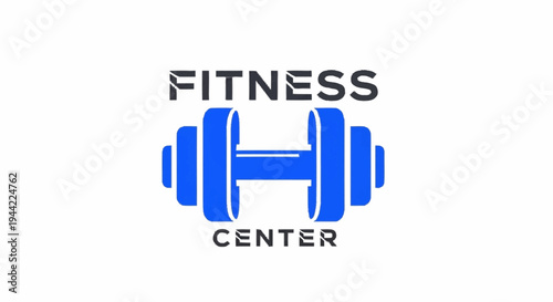 Fitness Center Logo with Dumbbell Icon.