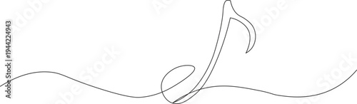 Eighth note continuous line minimalist music note vector illustration