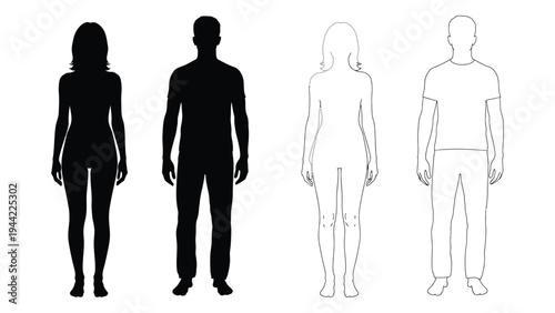 Analysis of human silhouettes in different formats and representations for design and identification purposes