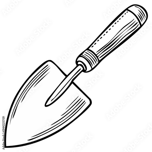 Hand Drawn Gardening Trowel Tool for Planting and Digging