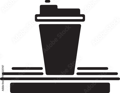 Takeaway Coffee Cup Icon – Disposable Drink Silhouette Vector