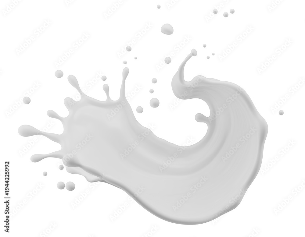 Obraz premium Milk splash isolated on a white background. 3d render