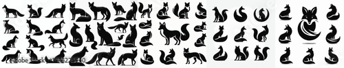 Vector set image silhouette of fox