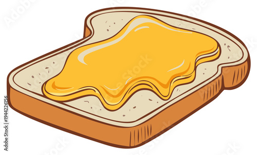 Cartoon illustration of a slice of bread covered in golden, sweet honey