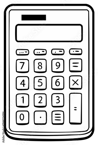 Calculator line art illustration math computation accounting financial concept