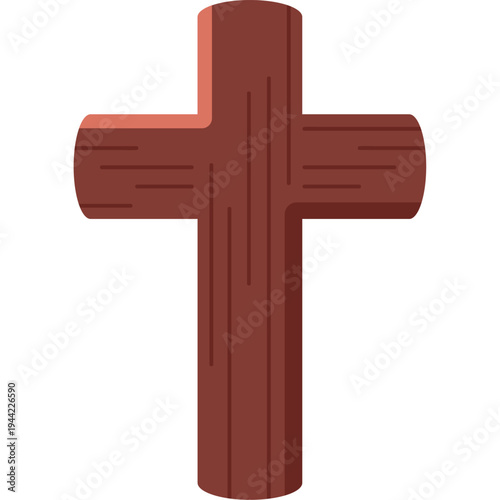 Simple Wooden Christian Cross Symbol Illustration