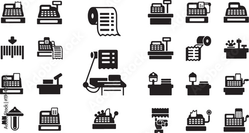 Collection of various office and workplace icons and symbols