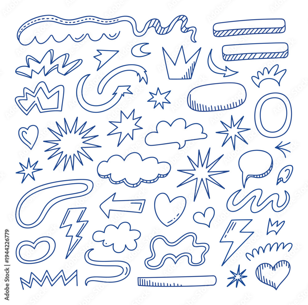 Obraz premium Hand drawn doodle elements vector illustration