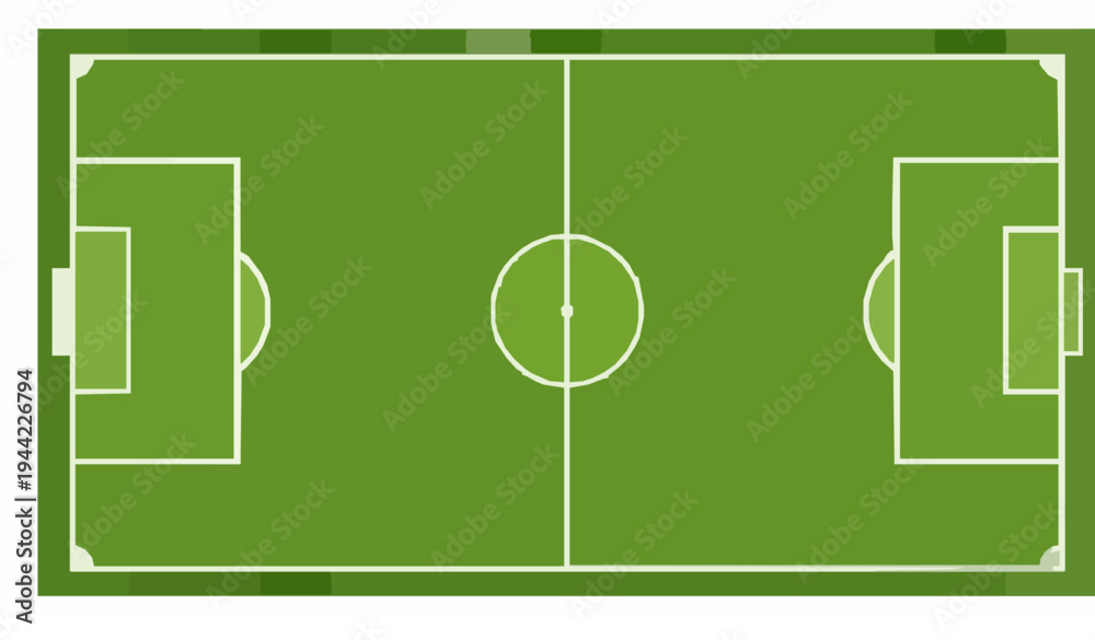 Fototapeta premium Soccer field top view scheme vector illustration