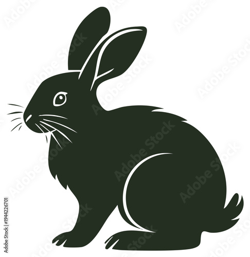 Hare animal illustration icon depicting mammal wildlife, rabbit silhouette in vector isolated on white