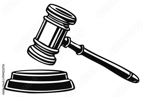 Gavel Illustration of Justice Court Hammer Law Legal Authority Symbol Wood Auction Tool