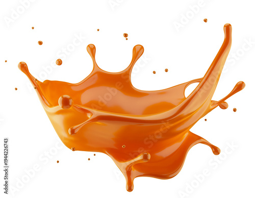 Caramel splash isolated on a white background. 3d render