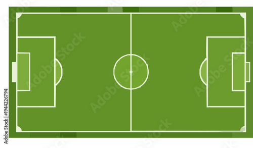 Soccer field top view scheme vector illustration