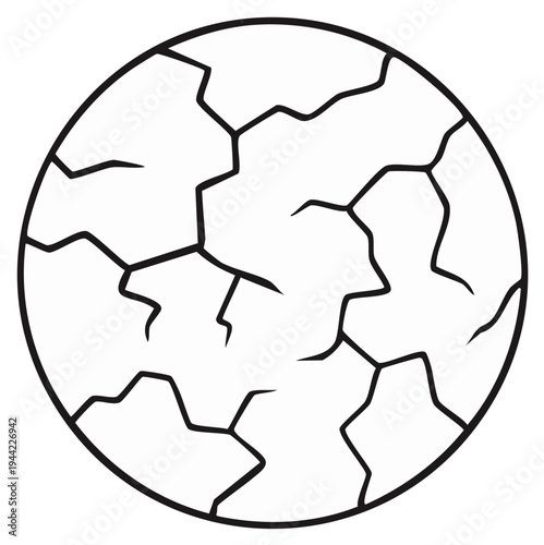 Cracked Earth in Circular Outline Revealing Drought and Environmental Concerns Depicted as a Design Element