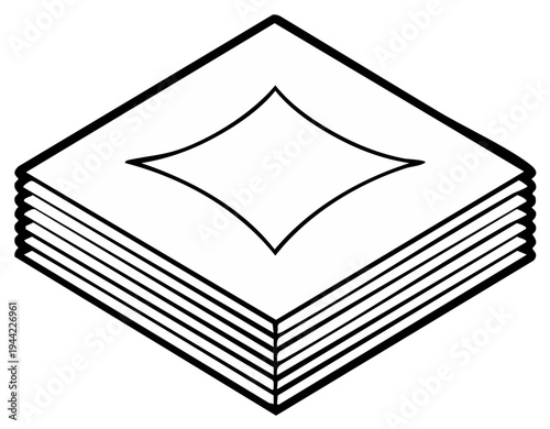 Stack of playing cards diamond suit outline vector illustration icon