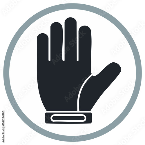 Black hand symbol with fingers spread inside a circle.