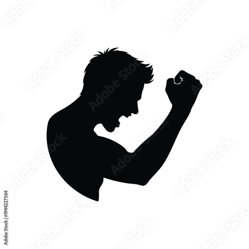 Angry man silhouette icon vector flat design.