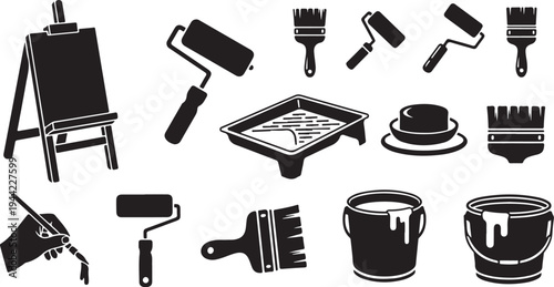 Painting tools and supplies for artistic creative projects indoors