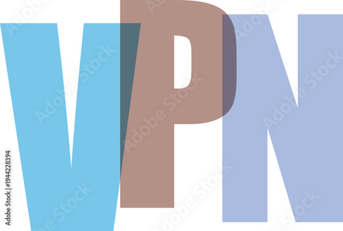VPN Text Overlap Transparent Blue and Brown Letters
