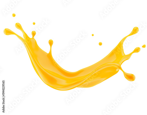 Abstract orange splash isolated on a white background. 3d render