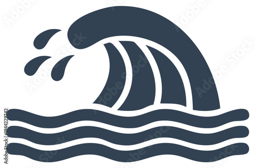 Stylized Ocean Wave Graphic Illustration of Seashell Shapes in a Minimalist Marine Environment Depicting Power and Motion