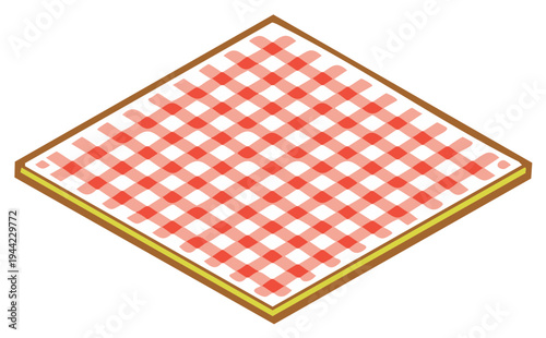 Red Gingham Picnic Blanket on White Background