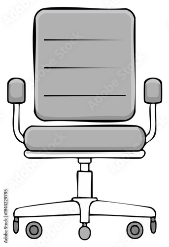Stylized Gray Office Chair with Wheels Comfortable Work Seat Furniture