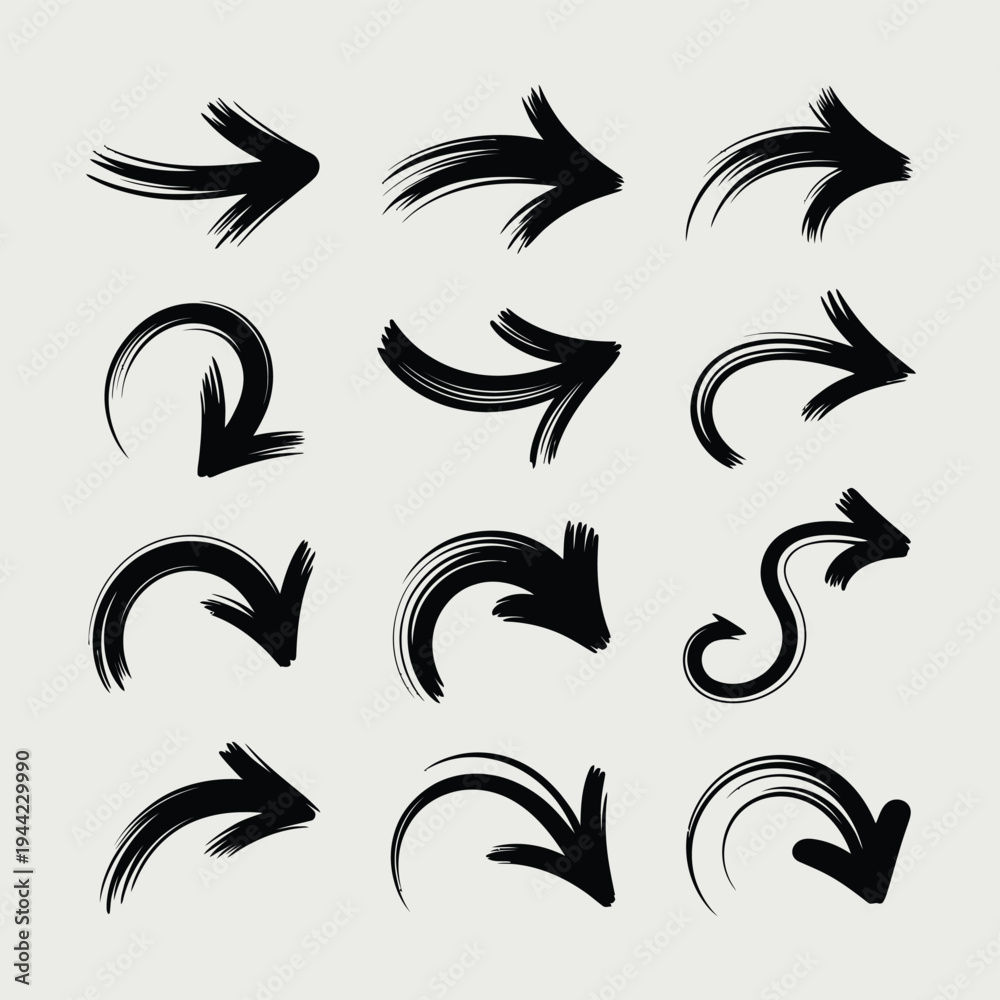 Fototapeta premium Brush Stroke Arrows Vector Illustration